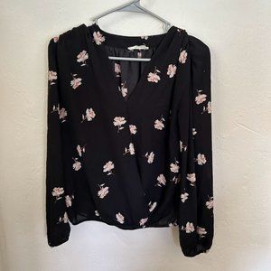 Long Sleeve V Neck Floral Blouse
